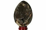 Septarian Dragon Egg Geode - Black Crystals #120936-2